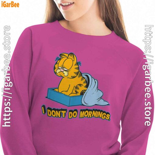 garfield dont do mornings pink women sweatshirt
