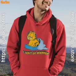 garfield dont do mornings red men hoodie