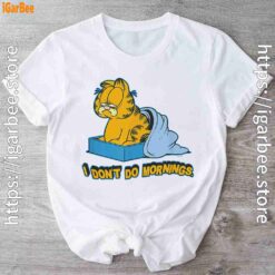 garfield dont do mornings white t shirt