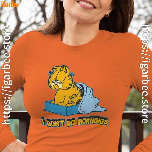 garfield dont do mornings women's long sleeve orange for female