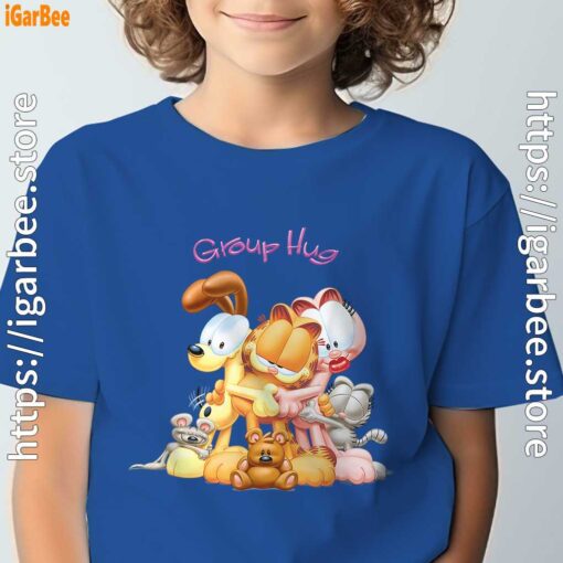 garfield group hug blue t shirt for youth boy