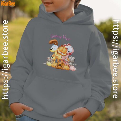 garfield group hug gray hoodie kids