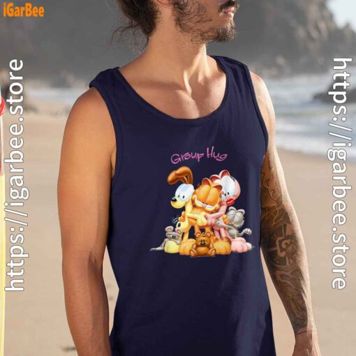 garfield group hug men navy tank top