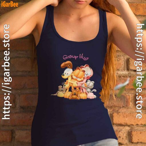garfield group hug navy tank top with women