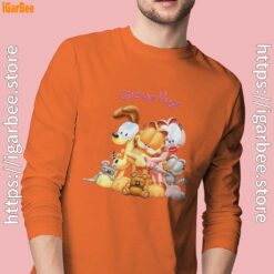 garfield group hug orange long sleeve for men