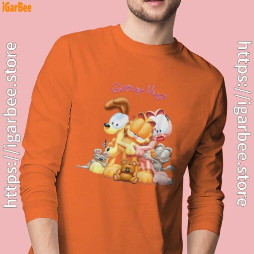 garfield group hug orange long sleeve for men