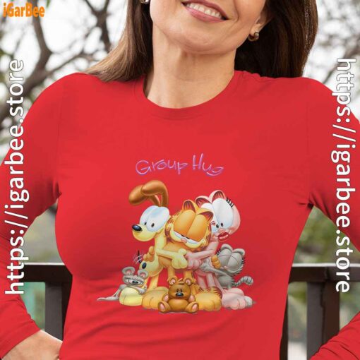 garfield group hug women red long sleeve