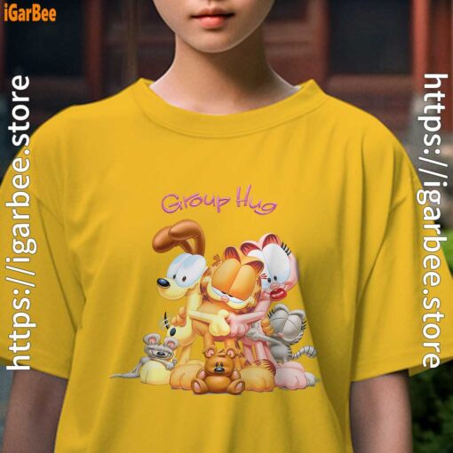 garfield group hug yellow kids girl t shirts