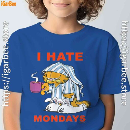garfield hate mondays are for suffering and naps blue t shirt for youth boy