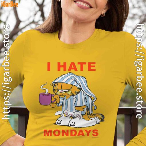 garfield hate mondays are for suffering and naps long sleeve yellow women