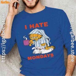 garfield hate mondays are for suffering and naps men with blue long sleeve