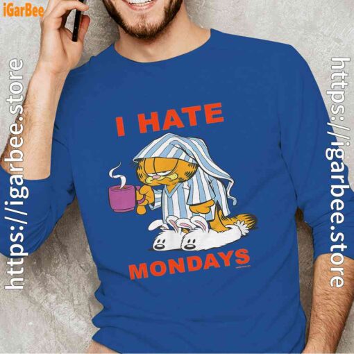 garfield hate mondays are for suffering and naps men with blue long sleeve