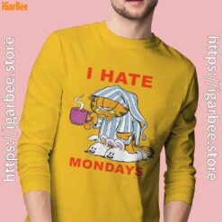 garfield hate mondays are for suffering and naps men's yellow long sleeve