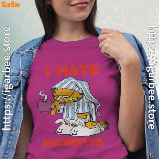 garfield hate mondays are for suffering and naps pink women shirt