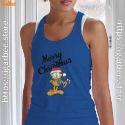 garfield merry christmas blue tank top with women