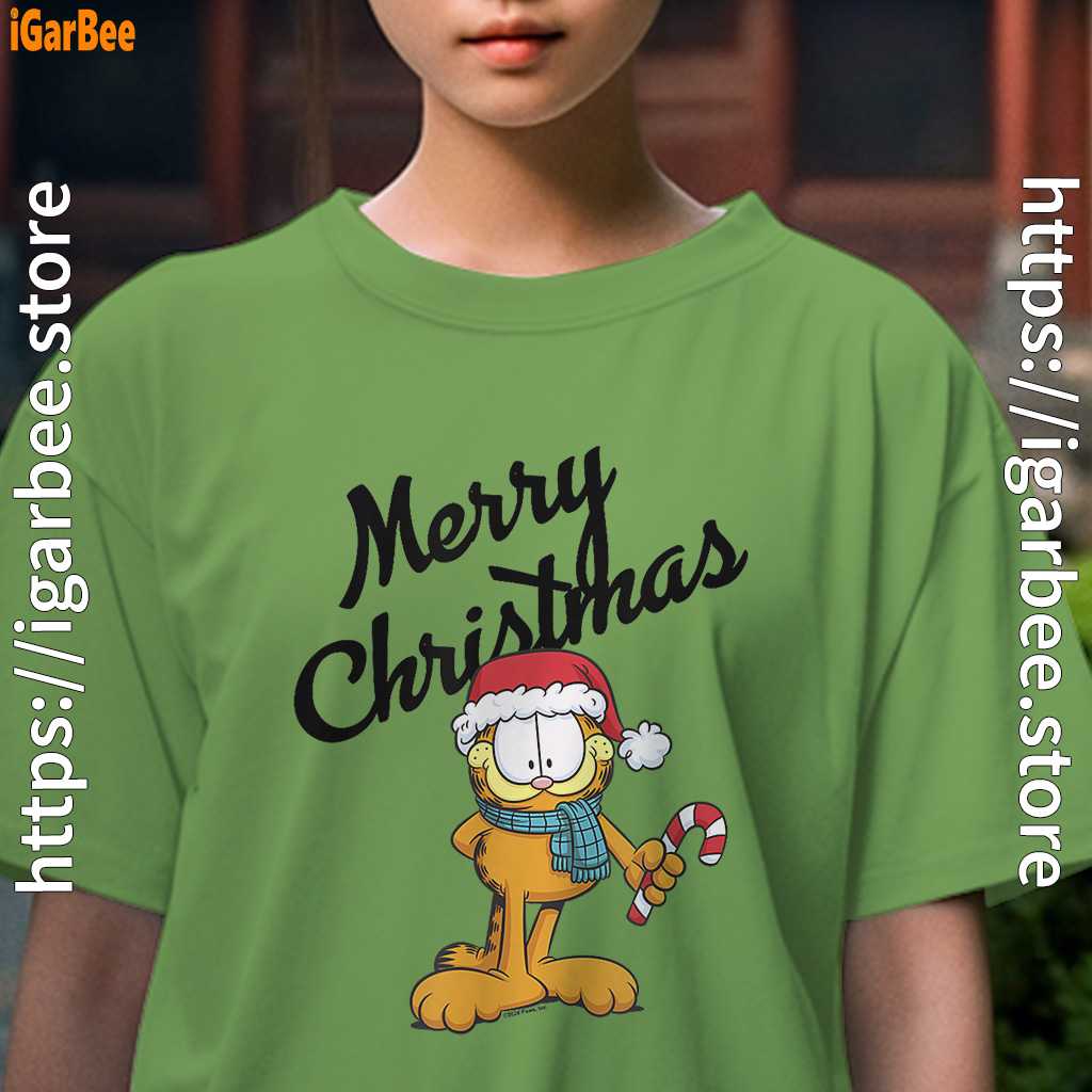 garfield merry christmas female green tee for girl garfield merry christmas female green tee for girl