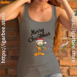 garfield merry christmas gray tank top women