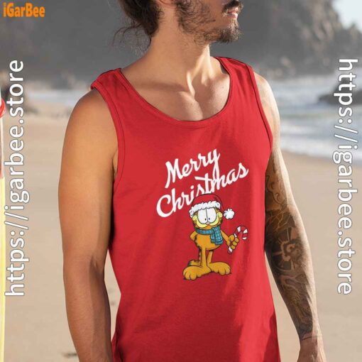 garfield merry christmas man tank top red