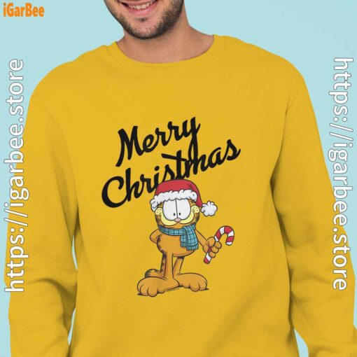 garfield merry christmas man with yellow sweatshirt