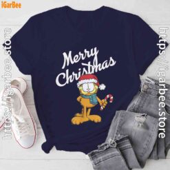 garfield merry christmas navy tee shirt