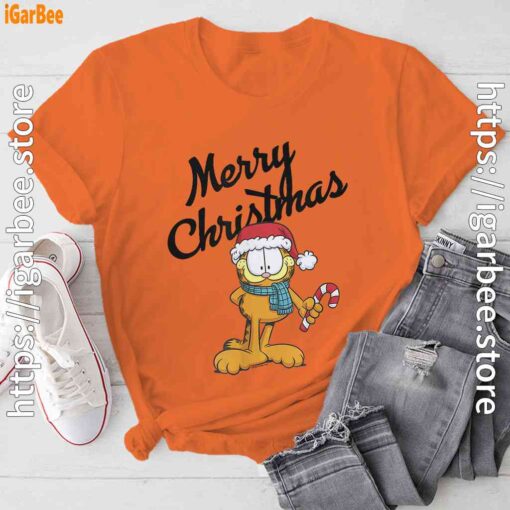 garfield merry christmas orange tee shirt