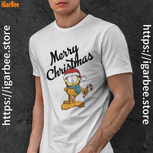 garfield merry christmas white men shirt
