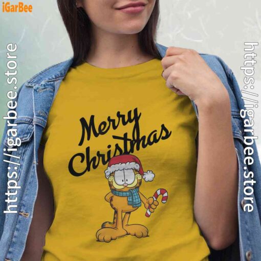 garfield merry christmas women yellow shirt