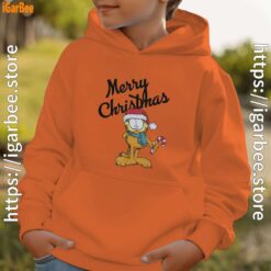 garfield merry christmas youth boy orange hoodie