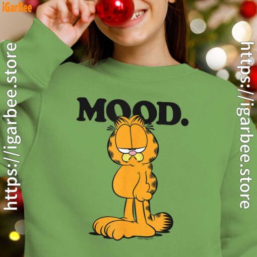 garfield mood too tired to care green girl sweatshirt
