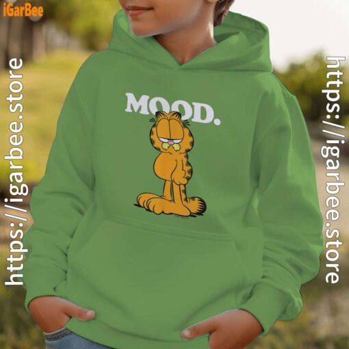 garfield mood too tired to care green hoodie for boys