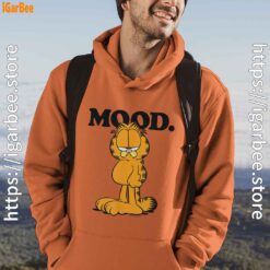 garfield mood too tired to care orange men hoodie