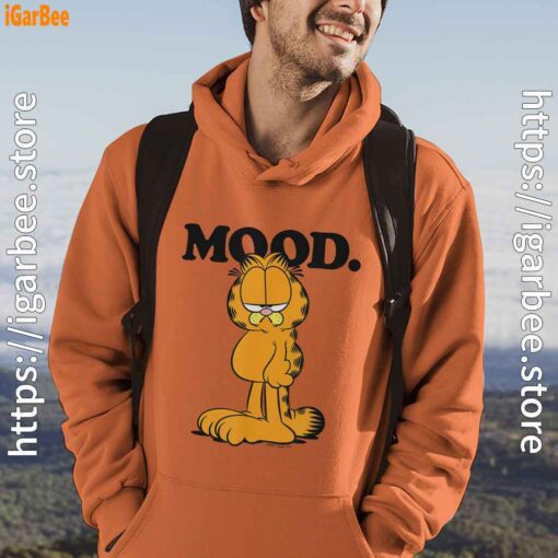 garfield mood too tired to care orange men hoodie