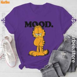garfield mood too tired to care purple tee shirt