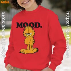 garfield mood too tired to care red boy sweatshirt