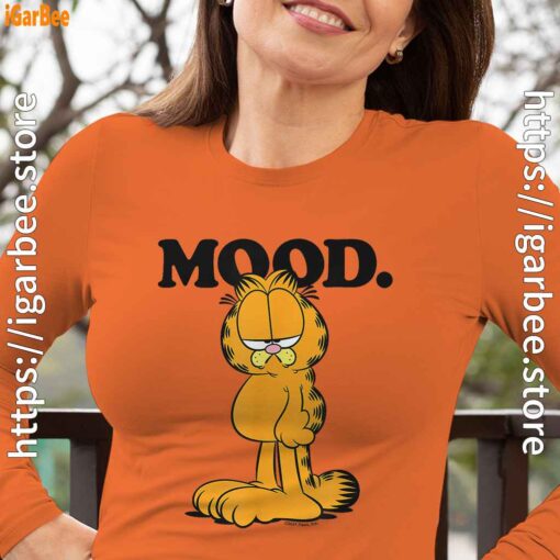 garfield mood too tired to care women's long sleeve orange for female