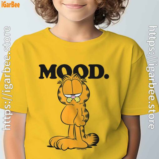 garfield mood too tired to care yellow t shirt for kid boy