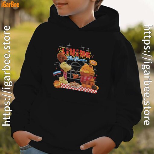 garfield movie living dream odie pasta black hoodie for kid boy