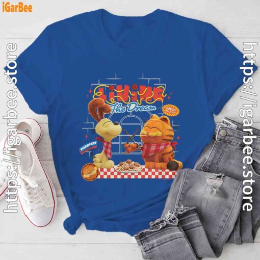 garfield movie living dream odie pasta blue tee shirt