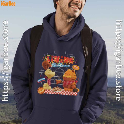 garfield movie living dream odie pasta male navy men hoodie