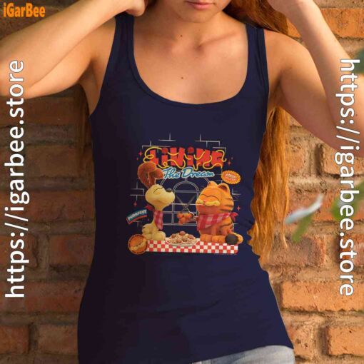 garfield movie living dream odie pasta navy tank top with women