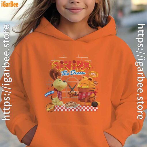 garfield movie living dream odie pasta orange hoodies for girl