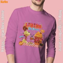 garfield movie living dream odie pasta pink long sleeve men