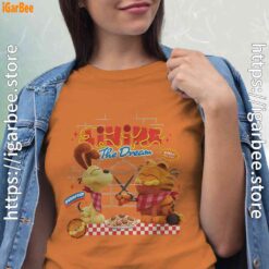 garfield movie living dream odie pasta women orange t shirt