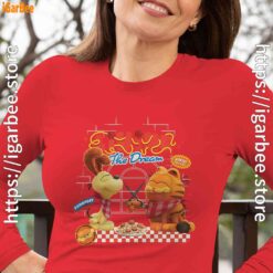garfield movie living dream odie pasta women red long sleeve