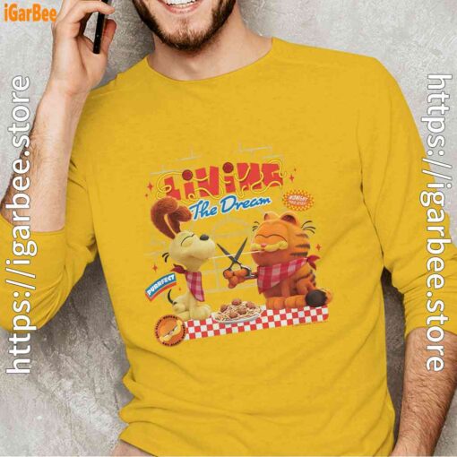 garfield movie living dream odie pasta yellow long sleeve man