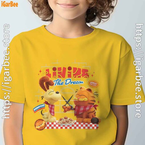 garfield movie living dream odie pasta yellow t shirt for kid boy