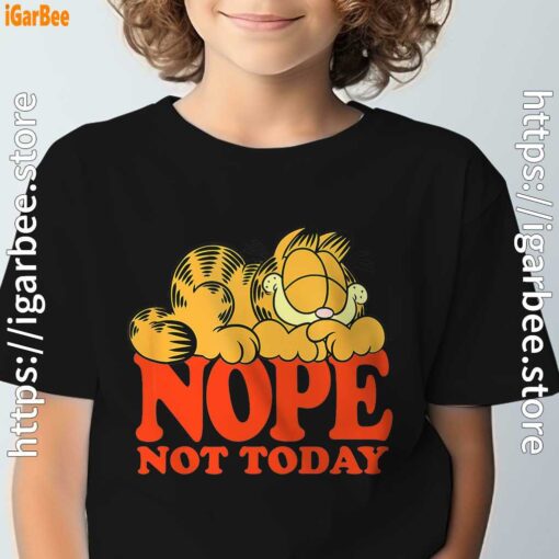 garfield nope not today lazy cat black t shirt for kids boy