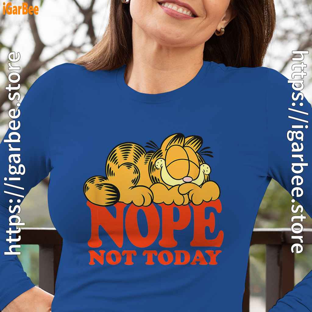 garfield nope not today lazy cat blue long sleeve with women garfield nope not today lazy cat blue long sleeve with women