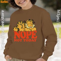 garfield nope not today lazy cat brown sweatshirt for youth boy