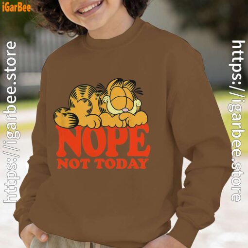 garfield nope not today lazy cat brown sweatshirt for youth boy